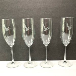 GREY GOOSE Vodka Liquor Branded Glass Champagne Flutes Holiday Collection 4/ Set